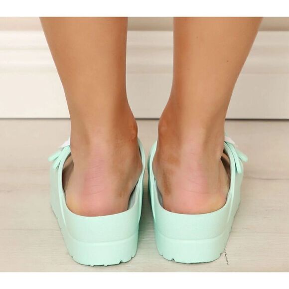 Women's Comfort Slides Double Buckle Adjustable EVA Flat Sandals Mint Size 10 - Picture 4 of 5